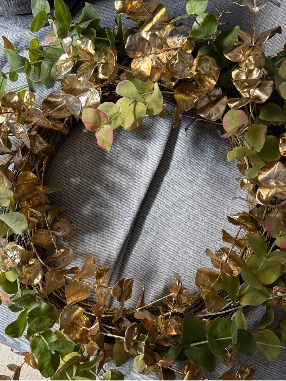 West Elm Gold & Green Eucalyptus Wreath